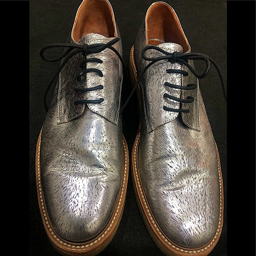 MEN’S DRIES VAN NOTEN  metallic leather oxfords